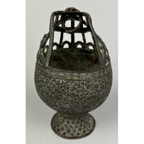 20 - A 20TH CENTURY MUGHAL BRONZE CENSER, 

16cm x 10cm