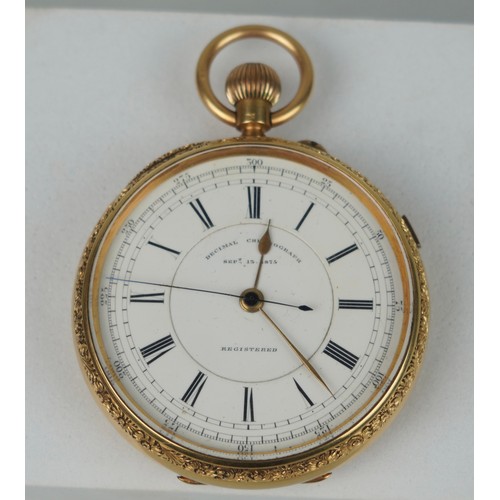 172 - AN 18CT GOLD CHRONOGRAPH POCKET WATCH 
146gms,

Outer case 5.6cm D