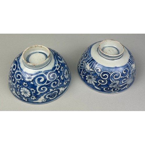 52 - A PAIR OF MING DYNASTY CHINESE BLUE AND WHITE PORCELAIN BOWLS,

14cm x 7.5cm