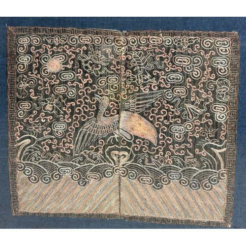 96 - A CHINESE MANDARIN SQUARE CIRCA 1830-50, CIVIL AUTHORITY, 4TH RANK GOOSE. 

Provenance: Linda Wriggl... 