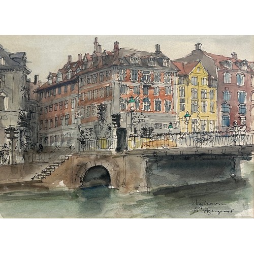 441 - DANISH SCHOOL: A COLLECTION OF FOUR WATERCOLOURS ON PAPER DEPICTING STREET SCENES,

Each signed indi... 