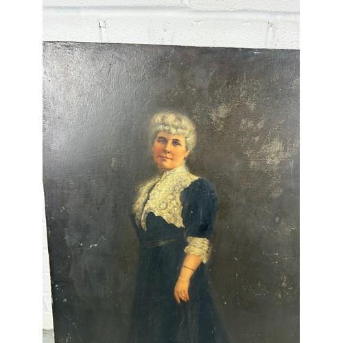 424 - A 19TH CENTURY OIL PAINTING ON PANEL DEPICTING A LADY, 

74cm x 45cm