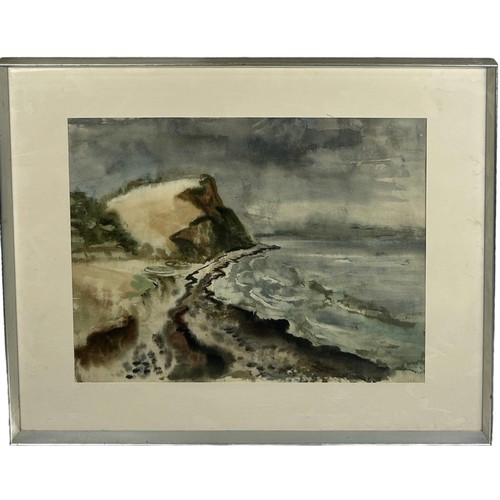 439 - A SWEDISH SCHOOL WATERCOLOUR ON PAPER PAINTING OF A CLIFFSIDE, 

Signed indistinctly and dated 1967
... 