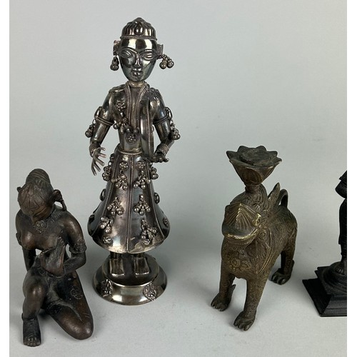 379 - A GROUP OF INDIAN METAL STATUETTES (5) 

One white metal, 21cm H