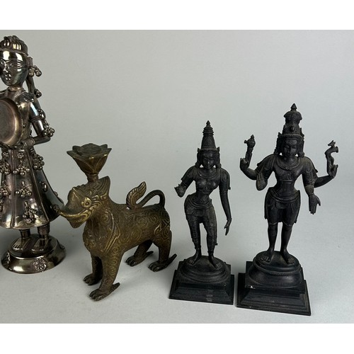 379 - A GROUP OF INDIAN METAL STATUETTES (5) 

One white metal, 21cm H