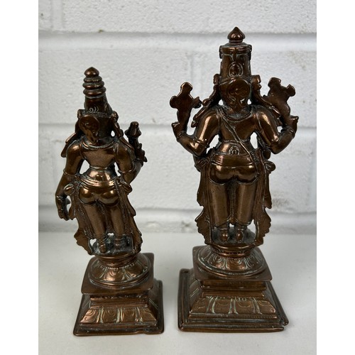 24 - A PAIR OF EARLY 20TH CENTURY COPPER FIGURES OF INDIAN GODS, 

Tallest 16cm