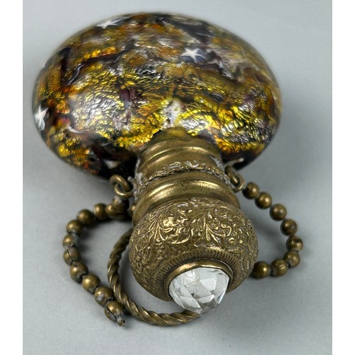 108B - ATTRIBUTED TO PIETRO BIGAGLIA: A GOLD COLOURED STONE WITH STARS BRASS SNUFF BOTTLE, 

The bottle wit... 