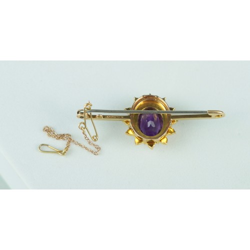 202 - GOLD PEARL & AMETHYST BROOCH 4.9gms