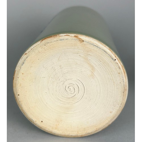 114G - A CHINESE CELADON GREEN BRUSH POT,

18cm x 9cm