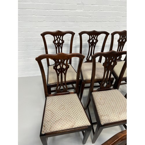 498 - A SET OF EIGHT 20TH CENTURY CHIPPENDALE DESIGN DINING CHAIRS WITH UPHOLSTERED SEATS, 

95cm x 46cm x... 