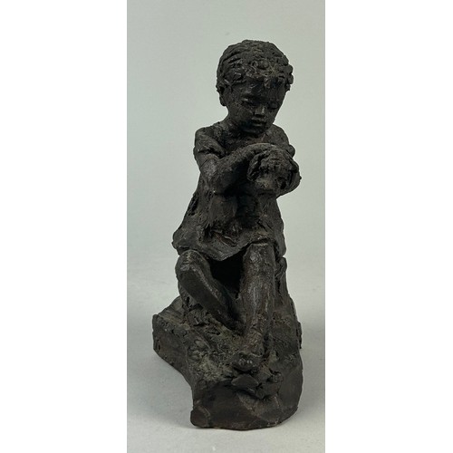 536C - KARIN JONZEN (BRITISH 1914-1998), GIRL WITH DOG, A BRONZE RESIN FIGURE
Signed 'KJ' to base 19cm high... 