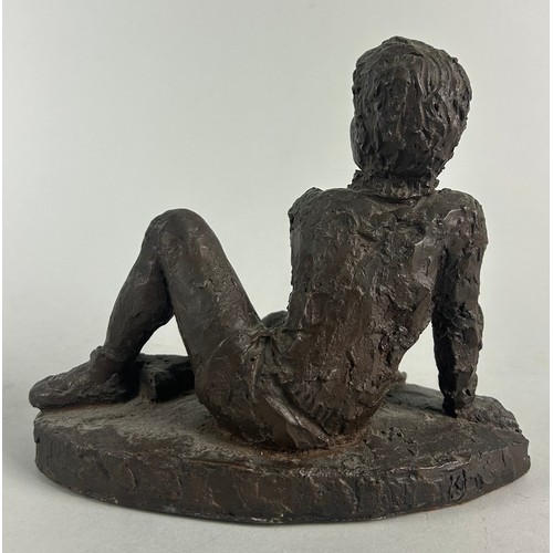 536B - KARIN JONZEN (BRITISH 1914-1998), YOUNG BOY SEATED, A BRONZE RESIN FIGURE
Signed 'KJ' to base 16cm h... 