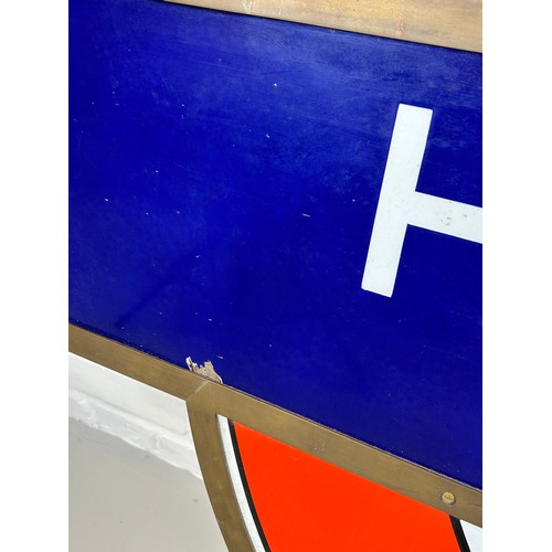 407 - A LARGE LONDON UNDERGROUND RAILWAY SIGN FOR HOLBORN (KINGSWAY), 

138cm x 108cm 

With wooden board ... 