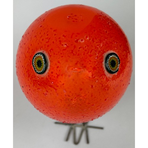 259 - ATTRIBUTED TO ALLESSANDRO PIANON (1931-1964) FOR PULCINO, ORANGE GLASS BIRD

H 22cm