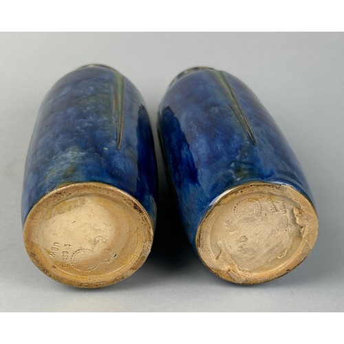 278 - A PAIR OF ROYAL DOULTON STONEWARE VASES, 

24cm H each