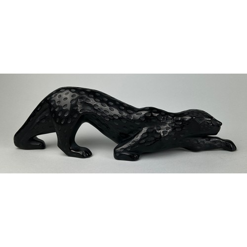 264 - A LALIQUE BLACK GLASS 'ZEILA' PANTHER, 

36cm x 10cm