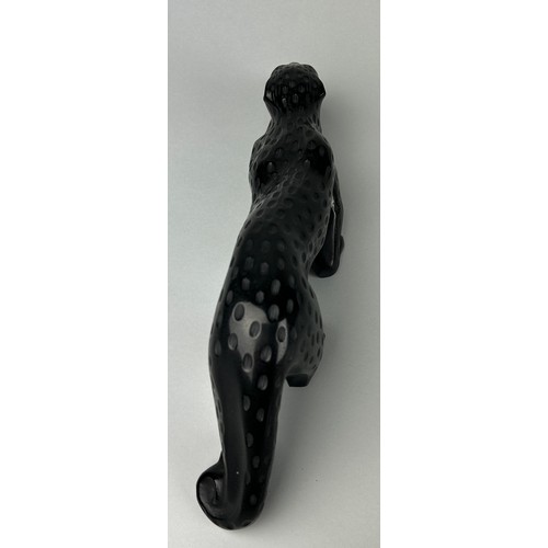 264 - A LALIQUE BLACK GLASS 'ZEILA' PANTHER, 

36cm x 10cm