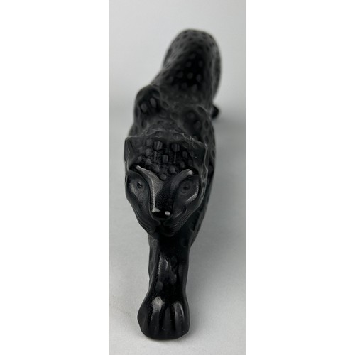 264 - A LALIQUE BLACK GLASS 'ZEILA' PANTHER, 

36cm x 10cm