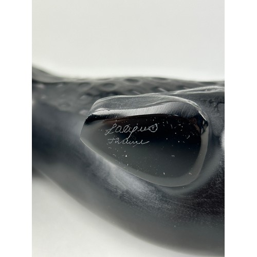 264 - A LALIQUE BLACK GLASS 'ZEILA' PANTHER, 

36cm x 10cm