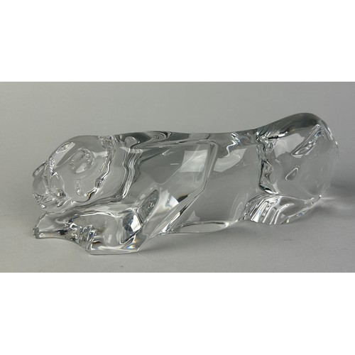 268 - A LARGE BACCARAT GLASS JAGUAR, 

26cm x 7cm