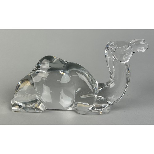 269 - A BACCARAT GLASS CAMEL, 

18cm x 8cm