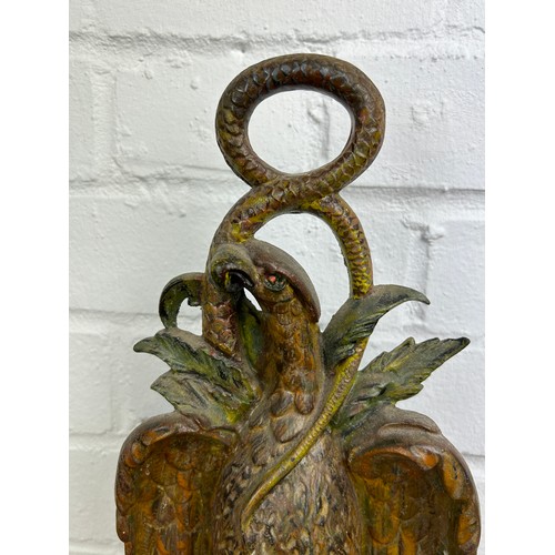 286 - A COLD PAINTED CAST METAL EAGLE AND SERPENT DOOR STOP POSSIBLY FRENCH, 

Registered mark to verso.