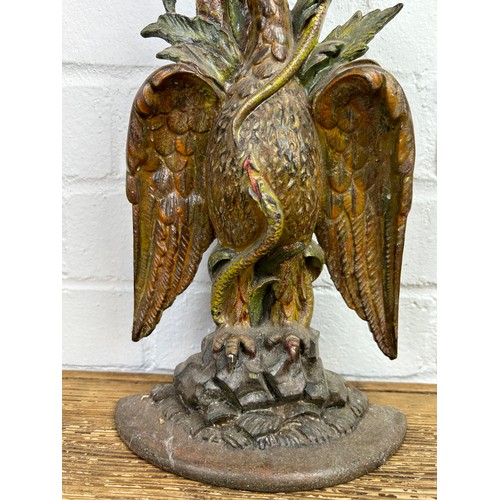 286 - A COLD PAINTED CAST METAL EAGLE AND SERPENT DOOR STOP POSSIBLY FRENCH, 

Registered mark to verso.