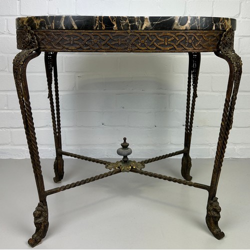 426 - A FRENCH GUERIDON OR OCCASIONAL TABLE WITH MARBLE TOP, 

The bronze base with four legs with acanthu... 