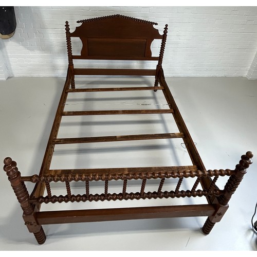 452 - A LARGE 19TH CENTURY MAHOGANY TURNED BED,

204cm x 144cm x 129cm (headboard height).