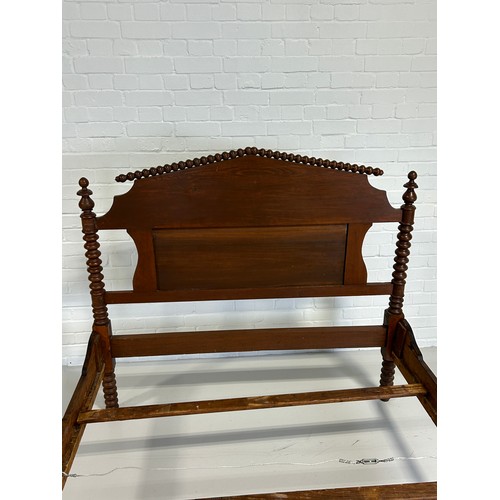 452 - A LARGE 19TH CENTURY MAHOGANY TURNED BED,

204cm x 144cm x 129cm (headboard height).