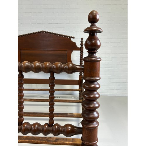 452 - A LARGE 19TH CENTURY MAHOGANY TURNED BED,

204cm x 144cm x 129cm (headboard height).