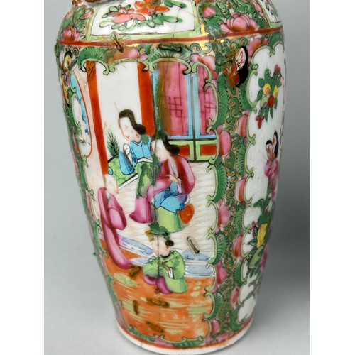 170 - A COLLECTION OF CHINESE VASES, 

To include two canton, one blue and white with a four clawed dragon... 