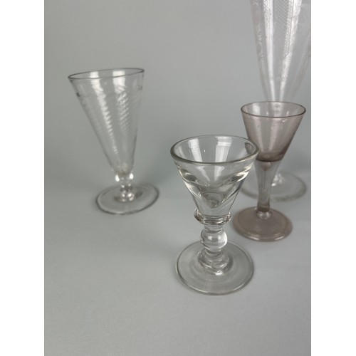 257 - A COLLECTION OF GLASSWARE (10) 

To include some possibly antique examples with filigree stems.