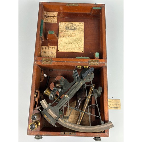 416 - GEORGE LEA AND SONS OF PORTSMOUTH: A BOXED SEXTANT WITH CERTIFICATE OF EXAMINATION FROM THE KEW OBSE... 