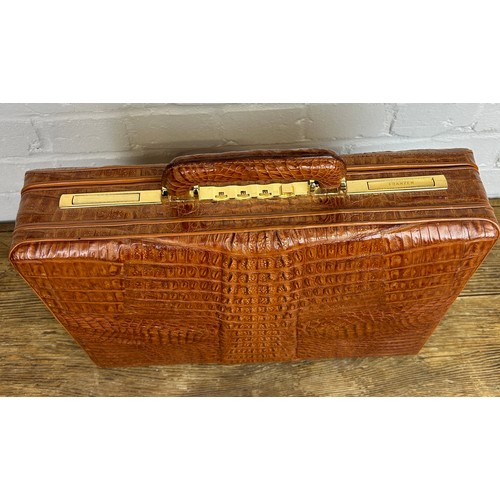 288 - A CROCODILE SKIN BRIEFCASE BY FRANZEN, 

43cm x 31cm x 10cm