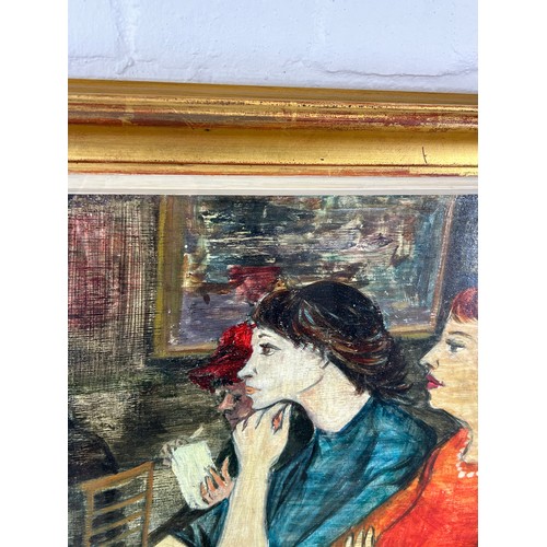 5 - A MID 20TH CENTURY OIL ON BOARD PAINTING 'LADIES AT THE THEATRE', 

Signed indistinctly 'J.Rope' and... 