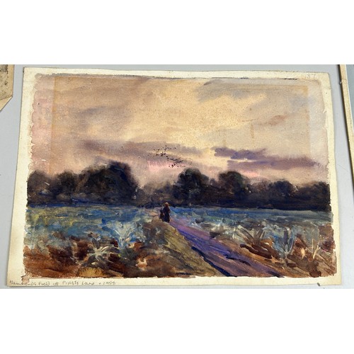 86 - A MIXED COLLECTION OF WATERCOLOURS, 

To include one unusual double sided example depicting landscap... 