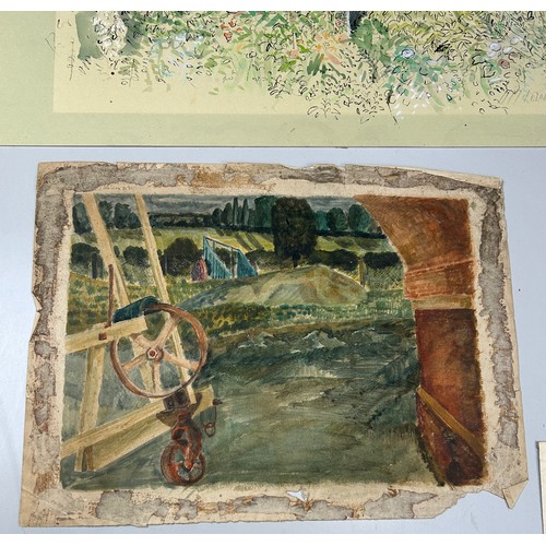 86 - A MIXED COLLECTION OF WATERCOLOURS, 

To include one unusual double sided example depicting landscap... 