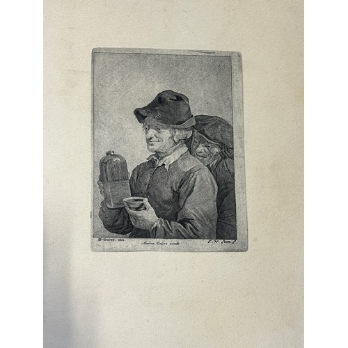 116 - A COLLECTION OF EARLY ENGRAVINGS AND PRINTS TO INCLUDE AFTER REMBRANDT, TENIERS, ROMNEY AND MORE (15... 