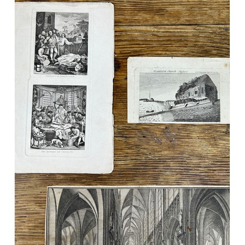 122 - A COLLECTION OF SEVEN SHEETS OF EARLY ENGRAVINGS, 

To include scenes from Sussex