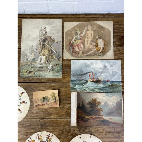 87 - A MIXED COLLECTION OF SMALL WATERCOLOURS (9) 

Some possibly 19th Century. One signed 'Brugner'.