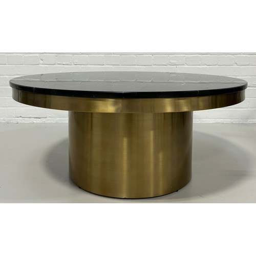 470 - LIANG AND EIMIL CAMDEN ROUND COFFEE TABLE, 

Brushed brass base and black marble top. 

90cm x 90cm ... 