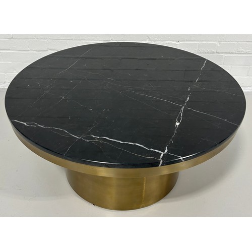 472 - LIANG AND EIMIL CAMDEN ROUND COFFEE TABLE, 

Brushed brass base and black marble top. 

90cm x 90cm ... 