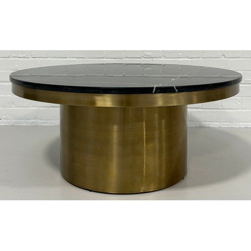 472 - LIANG AND EIMIL CAMDEN ROUND COFFEE TABLE, 

Brushed brass base and black marble top. 

90cm x 90cm ... 