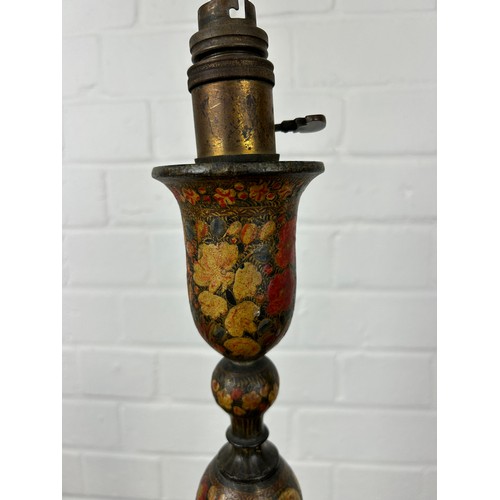 545 - A KASHMIRI POLYCHROME TABLE LAMP, 

58cm H