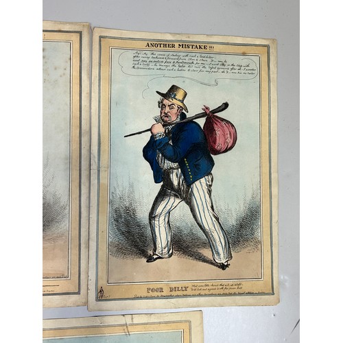 123 - A COLLECTION OF FIVE 19TH CENTURY HAND COLOURED POLITICAL OR SATIRICAL ENGRAVINGS INCLUDING TWO BY T... 