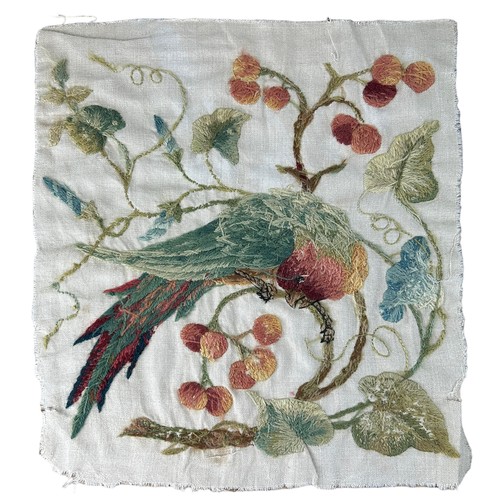 404 - AN EMBROIDERY TEXTILE DEPICTING A PARROT ON A BRANCH,

Possibly 19th Century. 

31cm x 29cm