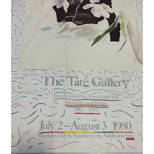 114 - A DAVID HOCKNEY 1980 TATE EXHIBITION POSTER WITH CELIA BIRTWELL, 

76cm x 50cm