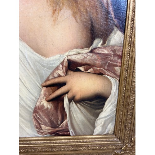 1 - AFTER TITIAN (TIZIANO VECELLIO) 'FLORA' OIL ON CANVAS PAINTING MOUNTED IN A GILT WOOD FRAME, 

78.5c... 