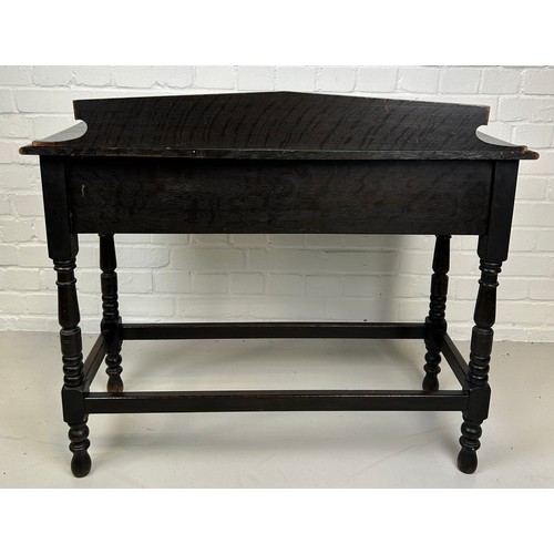 425 - AN EBONISED AESTHETIC DESIGN TABLE, 

88cm x 70cm x 38cm